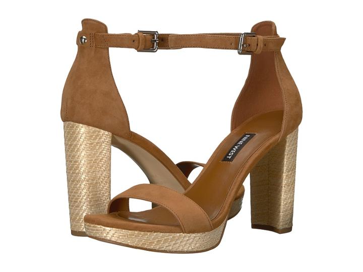 Nine West Dempsey Platform Heel Sandal (dark Natural Suede) Women's Shoes