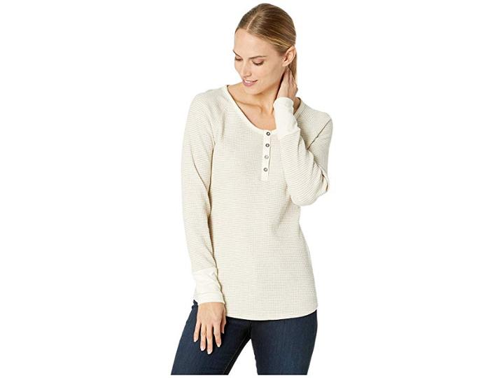Columbia Along The Gorge Thermal Henley (light Bisque/light Heather Grey) Women's Long Sleeve Pullover