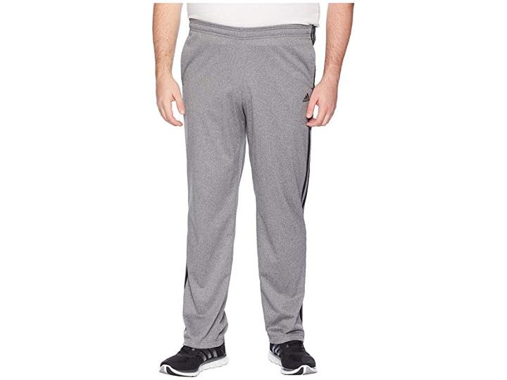 Adidas Big Tall Essentials 3-stripes Regular Fit Tricot Pants (dark Grey Heather Solid Grey/black) Men's Casual Pants