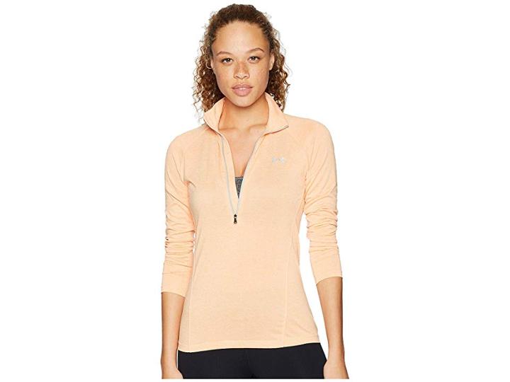 Under Armour Tech 1/2 Zip Twist Top (peach Horizon/ghost Gray/metallic Silver) Women's Sweatshirt