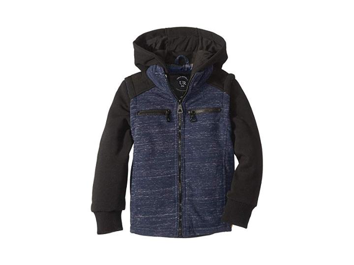 Urban Republic Kids Taylor Knit Melange W/ Fleece Sleeves Hoodie (little Kids/big Kids) (navy) Boy's Coat