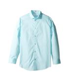 Calvin Klein Kids Long Sleeve Solid Stretch Poplin Shirt (little Kids) (light Teal) Boy's Clothing