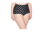 Unique Vintage Plus Size High-waist Louise Swim Bottom (black/ivory Dot) Women's Swimwear