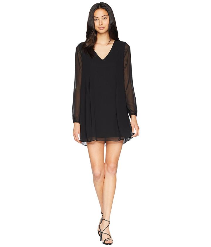 Bcbgeneration Long Sleeve V-neck Back Bow Dress (black) Women's Dress