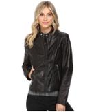 Marc New York By Andrew Marc Liv Leather Moto Jacket (black) Women's Coat