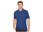 Lacoste Short Sleeve Slim Fit Semi Fancy W/ Rubber Croc (inkwell/navy Blue/flour) Men's Clothing