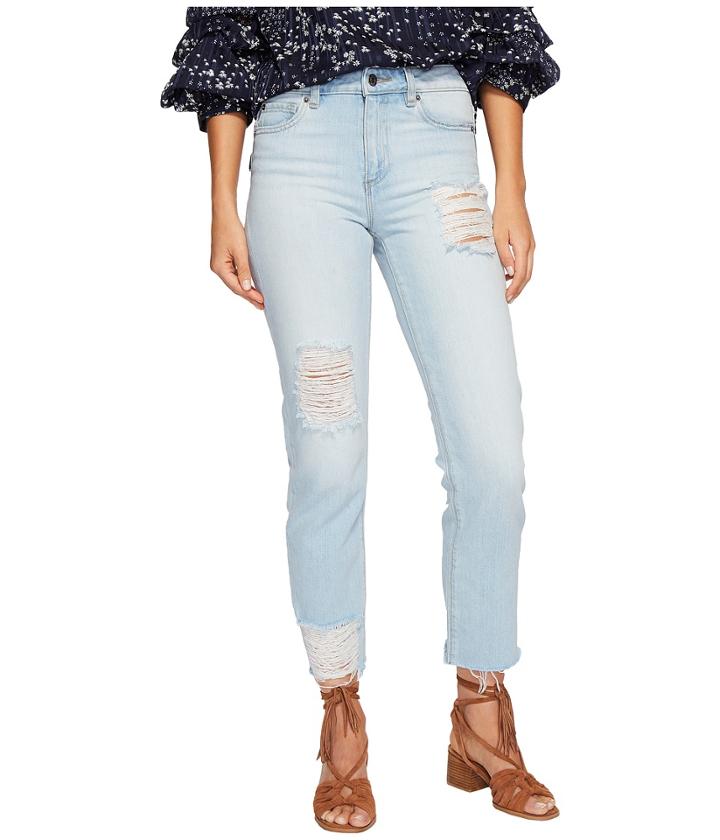 1.state Five-pocket Straight Leg Jeans With Rips In Corsica Wash (corsica Wash) Women's Jeans