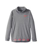 Nike Kids Dry Training Pullover Top (little Kids/big Kids) (carbon Heather/racer Pink) Girl's Sweatshirt