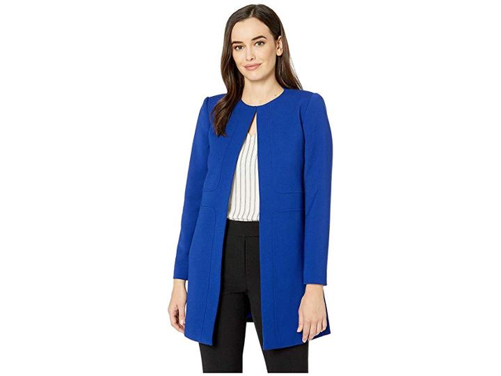 Tahari By Asl Topper Jacket With Seam Details (cobalt) Women's Jacket