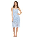 Donna Morgan Spaghetti Strap Lace Midi Dress (blue Bonnet/white Wash) Women's Dress