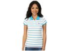 U.s. Polo Assn. Striped Jersey Polo (surf Blue) Women's Clothing