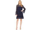 Michael Michael Kors Long Sleeve Lace Ruffle Dress (true Navy) Women's Dress
