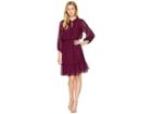 Adrianna Papell Isola Clipdot Blouson Flare Dress (rich Raisin) Women's Dress