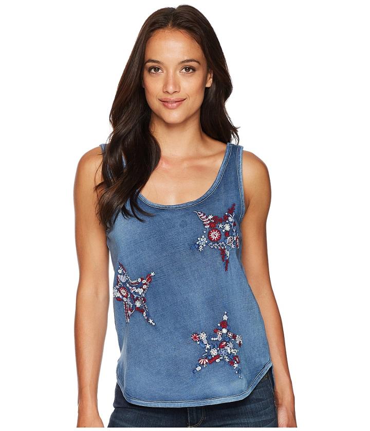 Lucky Brand Embroidered Tank Top (indigo) Women's Sleeveless