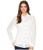 Tommy Hilfiger Long Sleeve Lace Button Blouse (ivory) Women's Blouse