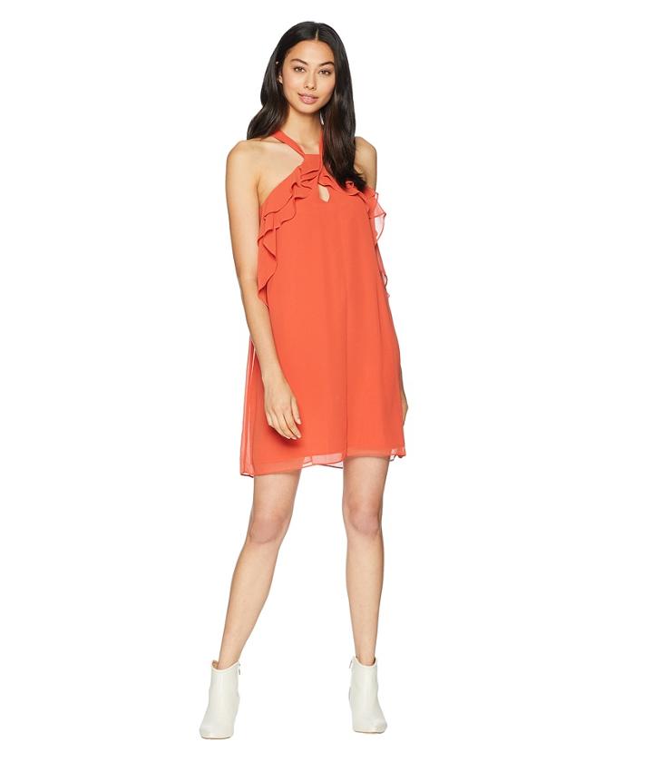 Bcbgeneration Keyhole Ruffle Tent Dress (chili) Women's Dress