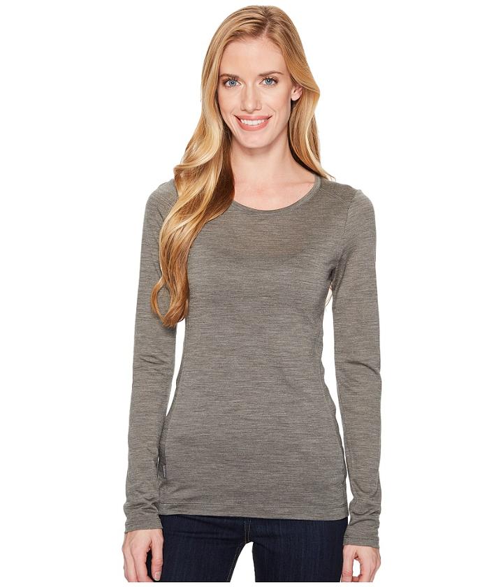 Icebreaker Sphere Merino Long Sleeve Low Crewe (metal Heather) Women's Clothing