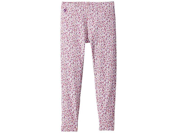 Polo Ralph Lauren Kids Floral Jersey Leggings (little Kids/big Kids) (white/purple Multi) Girl's Casual Pants