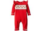 Janie And Jack Ruffle Shoulder One-piece (infant) (red Rose) Girl's Jumpsuit & Rompers One Piece