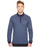 U.s. Polo Assn. Classic Fit Striped Long Sleeve Pique Polo Shirt (rinse Blue Heather) Men's Long Sleeve Pullover