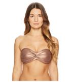 Kate Spade New York Stinson Beach #71 Bandeau Bikini Top W/ Molded Cups Removable Halter Ties (rose Gold) Women's Swimwear