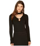 Jack By Bb Dakota Wilmer Rib-knit Top With Front Cut Out (black) Women's Clothing
