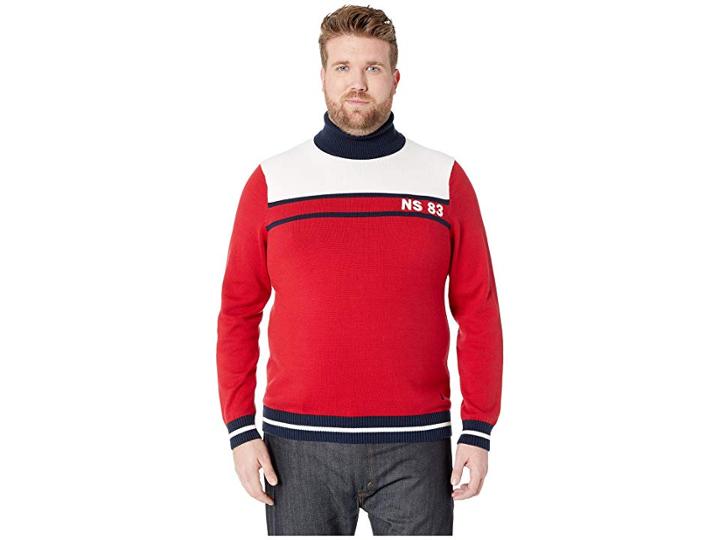 Nautica Big & Tall Big Tall Blocked Turtleneck (nautica Red) Men's Clothing
