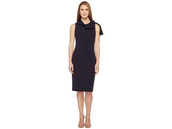 Badgley Mischka Shawl Collar Day/occasion Dress (navy) Women's Dress