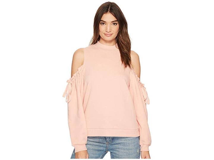 Kensie Cozy Fleece Sweatshirt Ks2u3001 (peach Twist) Women's Sweatshirt