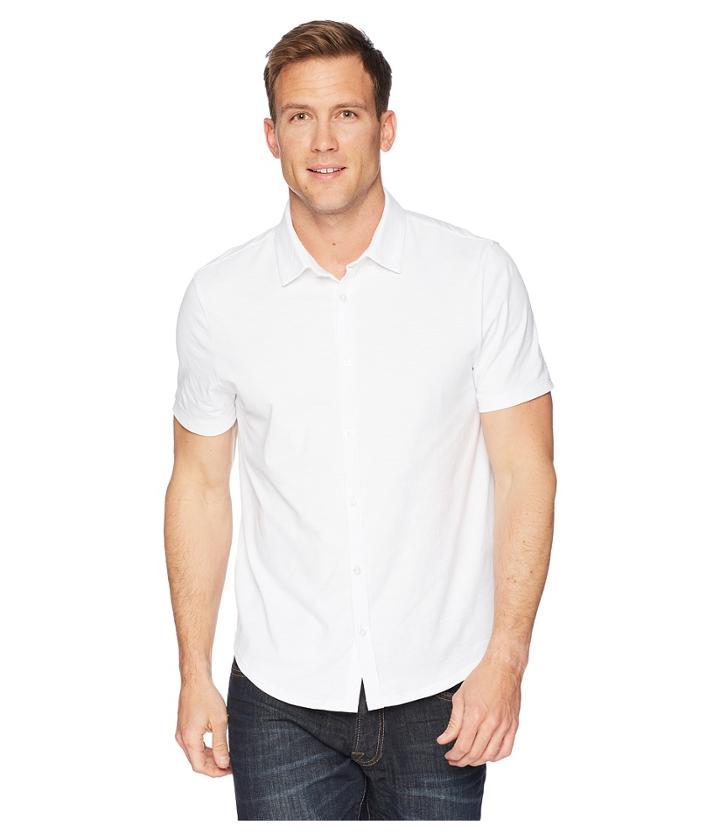 Calvin Klein Coatfront Knit Slub Polo Shirt (standard White) Men's Clothing