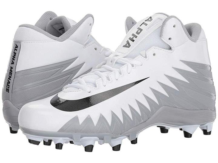 Nike Alpha Menace Varsity Mid (white/black/metallic Silver/wolf Grey) Men's Cleated Shoes
