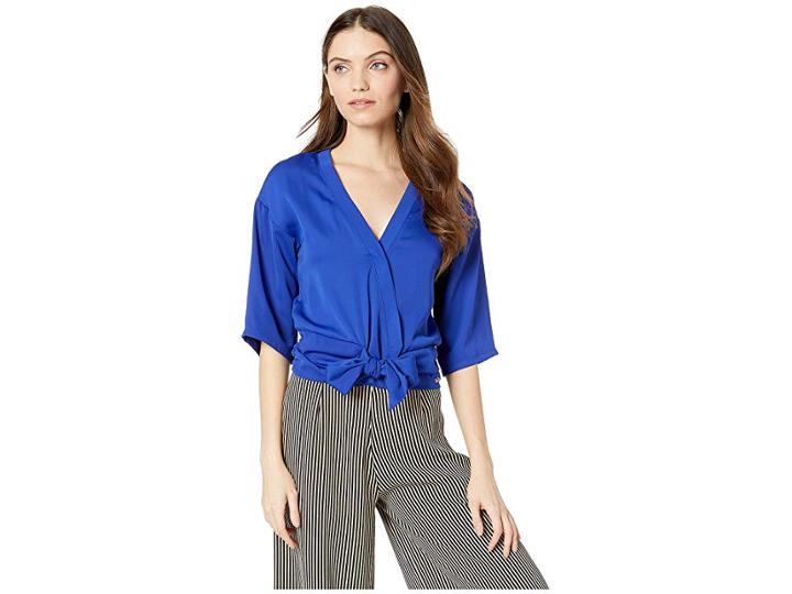 Bebe Tied Waist W/ Deep V Top (surf The Web) Women's Clothing