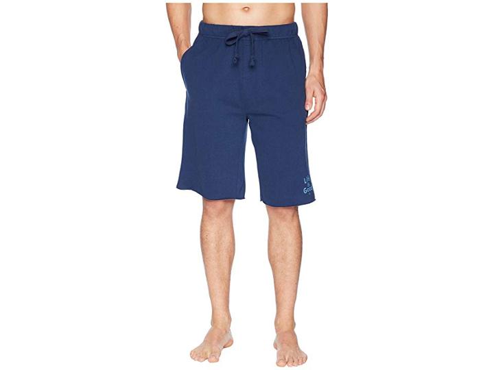 Life Is Good Lig Wordmark Fleece Lounge Short (darkest Blue) Men's Fleece