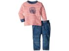 Ralph Lauren Baby Striped T-shirt And Jeans Jogger Set (infant) (nantucket Red Multi) Boy's Active Sets
