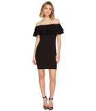 Jessica Simpson Solid Scuba Ruffle Off The Shoulder Dress (black) Women's Dress