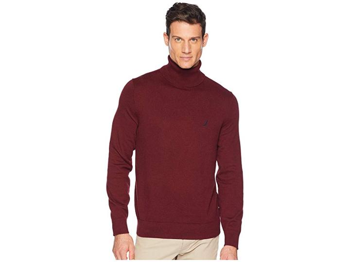 Nautica 12gg Turtleneck Sweater (royal Burgundy) Men's Sweater