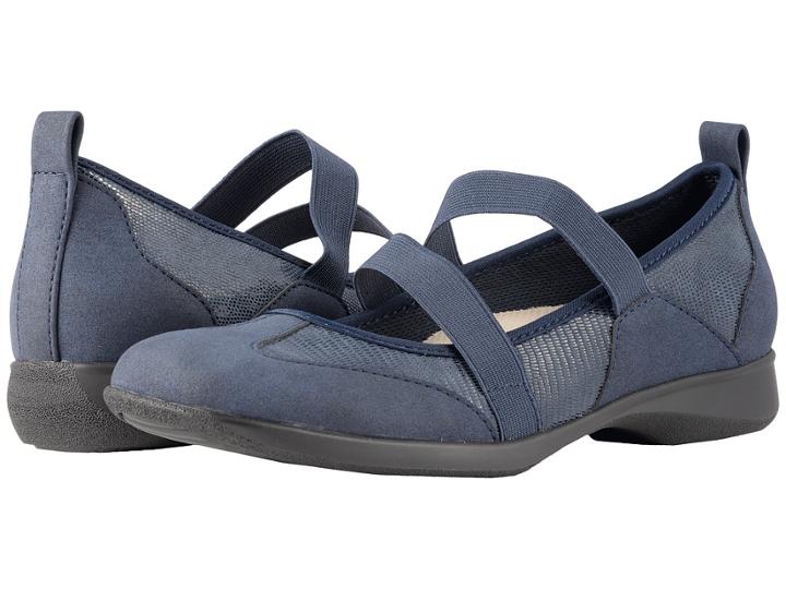 Trotters Josie (dark Blue Lizard) Women's Flat Shoes