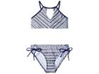 Splendid Littles Nautical By Nature High Neck Bra And Tunnel Side Pants (big Kids) (navy) Girl's Swimwear Sets