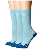 Nike Dry Cushion Crew Training Socks 3-pair Pack (still Blue/industrial Blue/white) Women's Crew Cut Socks Shoes