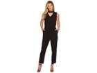 Vince Camuto Sleeveless Mock Choker V-neck Belted Jumpsuit (rich Black) Women's Jumpsuit & Rompers One Piece