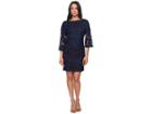 Badgley Mischka Lace Bell Sleeve Dress (navy) Women's Dress
