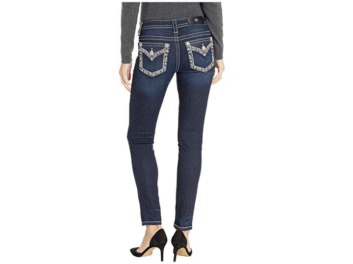Miss Me Border Embellished Skinny Jeans In Dark Blue (dark Blue) Women's Jeans