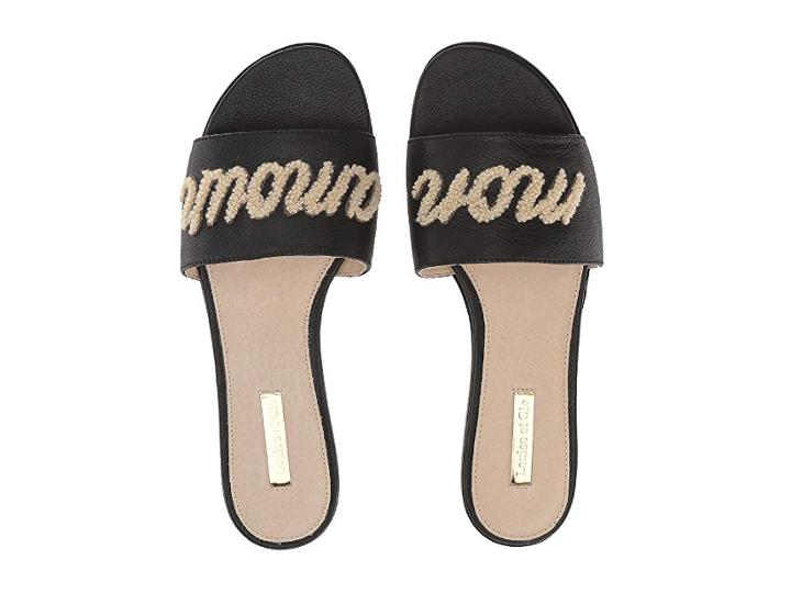 Louise Et Cie Anneta (black Smooth Pebble Leather) Women's Sandals