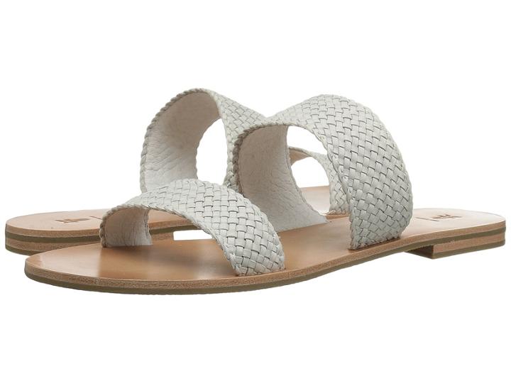 Frye Ruth Woven Slide (white Polished Soft Full Grain) Women's Sandals