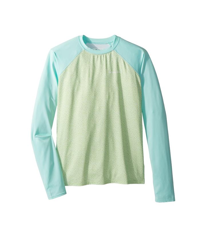 Columbia Kids Mini Breaker Printed Long Sleeve Sunguard (little Kids/big Kids) (jade Lime Mini Print) Girl's Long Sleeve Pullover
