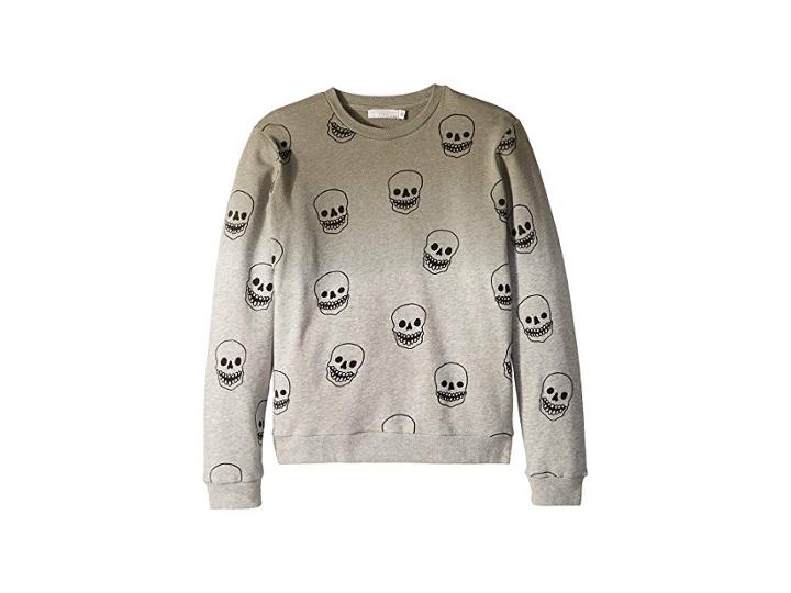 Stella Mccartney Kids Biz Ombre Sweatshirt W/ All Over Skulls (toddler/little Kids/big Kids) (olive) Girl's Sweatshirt