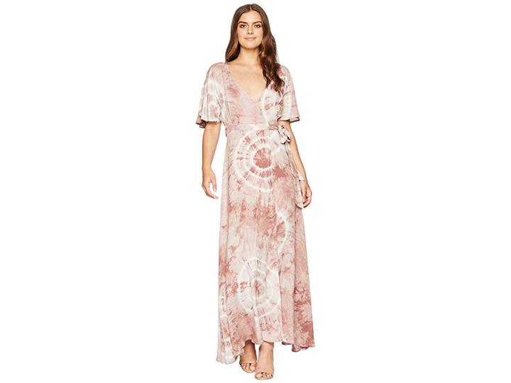 American Rose Kiana Tie-dye Wrap Maxi Dress (mauve) Women's Dress