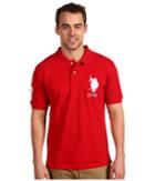 U.s. Polo Assn. Solid Polo With Big Pony (red/white Pp) Men's Short Sleeve Pullover