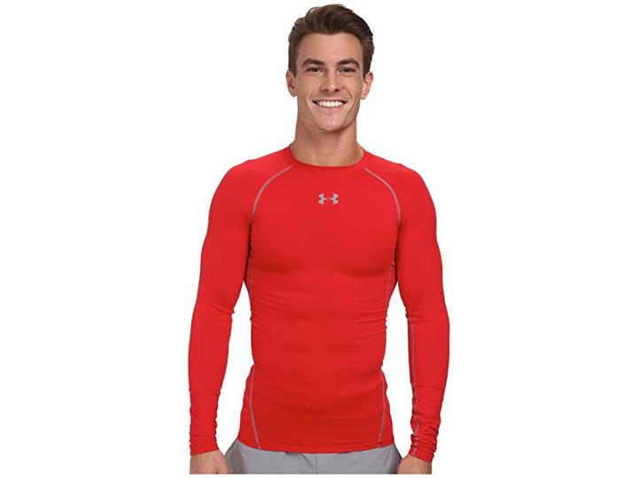 Under Armour Armour(r) Heatgear(r) L/s Compression (red/steel) Men's Long Sleeve Pullover