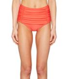 Kate Spade New York Pink Sands Beach #62 Shirred Front High Waisted Bikini Bottom (paprika) Women's Swimwear
